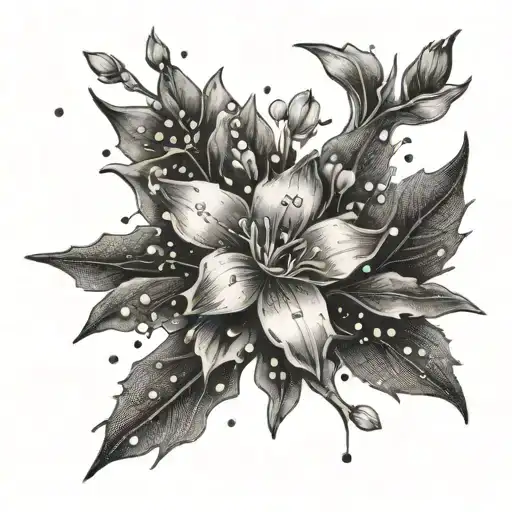 A beautiful heather flower intertwined with a constellation of stars tattoo design idea