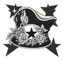 A nurse's cap adorned with heather flowers and stars tattoo design idea