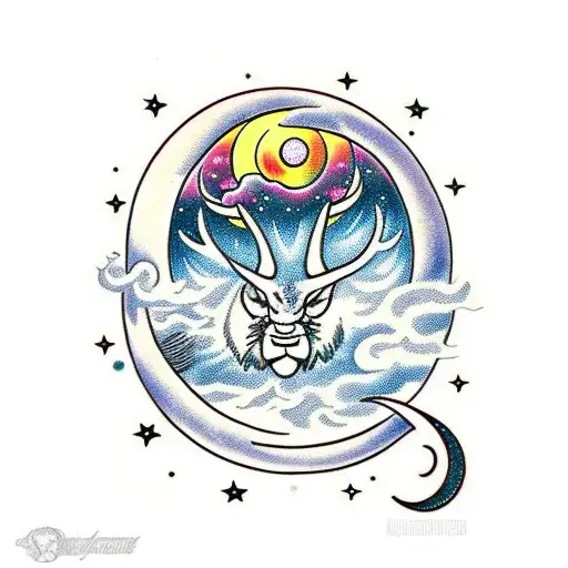 moon with Taurus  tattoo design idea