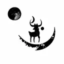moon with Taurus  tattoo design idea