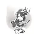 A collection of anime characters sitting in a cinema watching a movie tattoo design idea