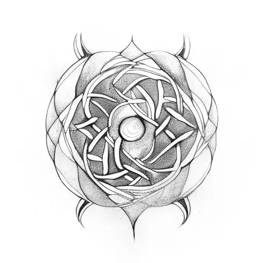 yin yang symbol, made by using celtic  tree of life and two  magpies in celtic design tattoo design idea