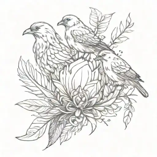 feathers and birds tattoo design idea