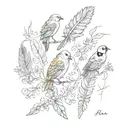 feathers and birds tattoo design idea