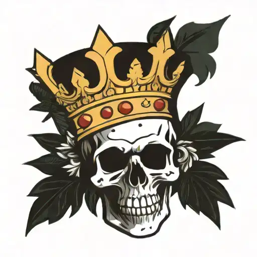 skull with queen crown surrounded tattoo design idea