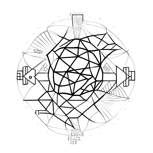 Geometric tattoo of electronic components forming a mathematical symbol tattoo design idea