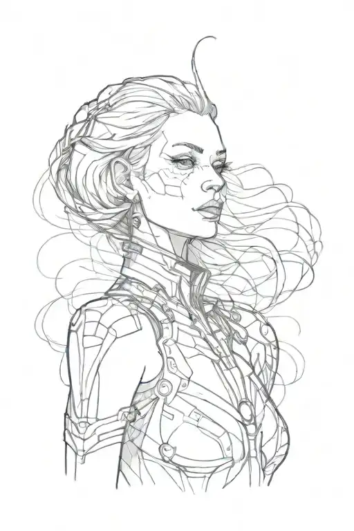 android woman tattoo design idea