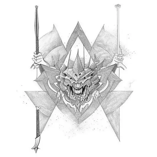scales and sword tattoo design idea