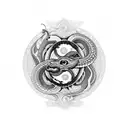 Combine a horse and snake in a yin and yang symbol tattoo design idea