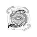 Combine a horse and snake in a yin and yang symbol tattoo design idea