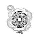 Combine a horse and snake in a yin and yang symbol tattoo design idea