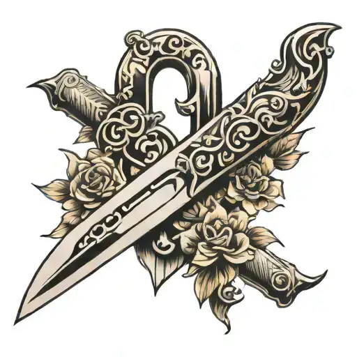 knife number 9  tattoo design idea
