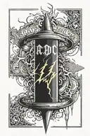 ac/dc font with lightning bolt tattoo design idea