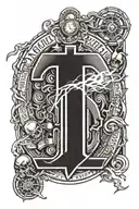 ac/dc font with lightning bolt tattoo design idea