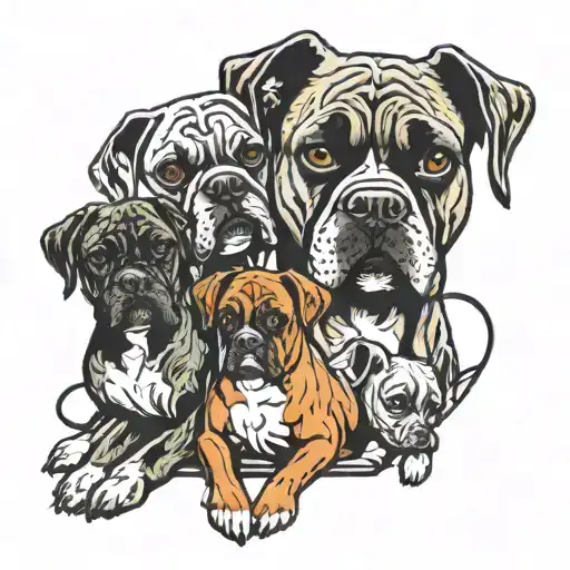 arm sleeve representing four daughters and family boxer dog representing life's struggles depression, suicide awareness  tattoo design idea