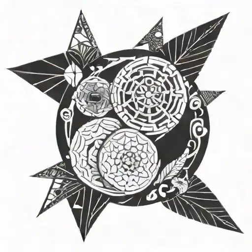 black work negative space geo patern tattoo design idea