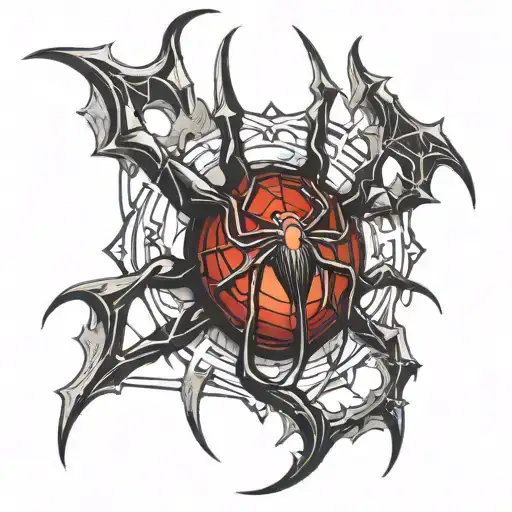 phantom troupe spider with chrome heart symbol  tattoo design idea