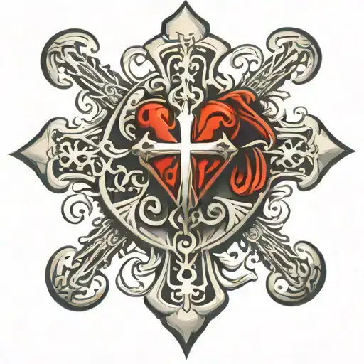 chrome heart cross  tattoo design idea