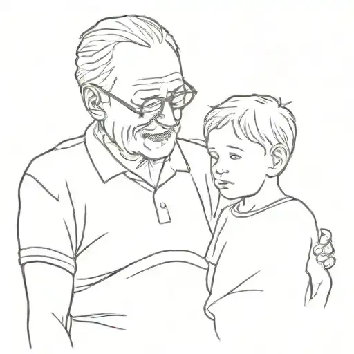 Grandfather with his grandson tattoo design idea