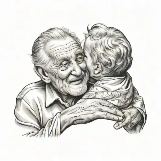 Grandfather with his grandson tattoo design idea