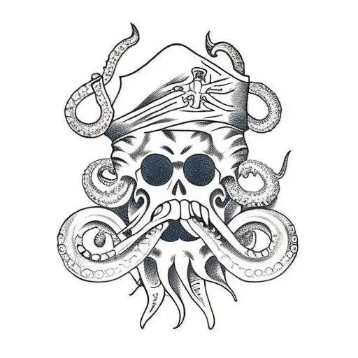pirate octopus tattoo design idea