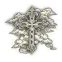 Christian Cross with clouds tattoo design idea
