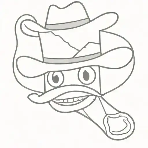 a small cute simple sock puppet wearing a cowboy hat tattoo design idea
