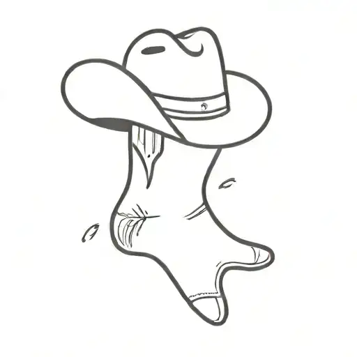 a small cute simple sock in a hand wearing a cowboy hat tattoo design idea