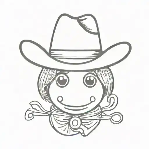 a cute puppet sock wearing a cowboy hat tattoo design idea