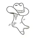 a small cute simple sock in a hand wearing a cowboy hat tattoo design idea