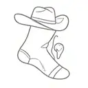 a small cute simple sock in a hand wearing a cowboy hat tattoo design idea