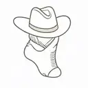 a small cute simple sock in a hand wearing a cowboy hat tattoo design idea