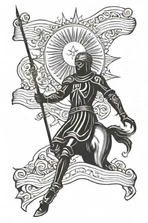 the sun in the flag of Argentina but with the body of a conquistador tattoo design idea