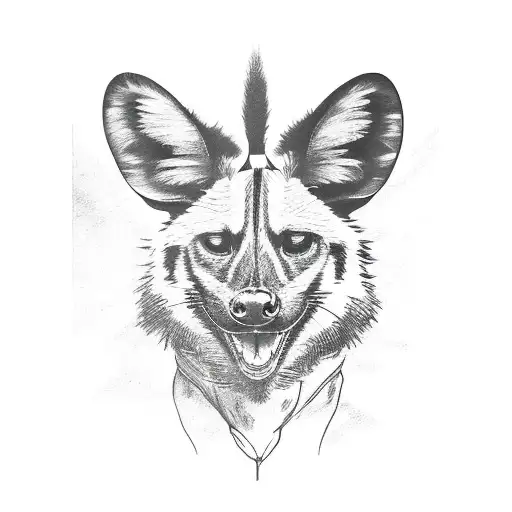 outline of African wild dog tattoo design idea