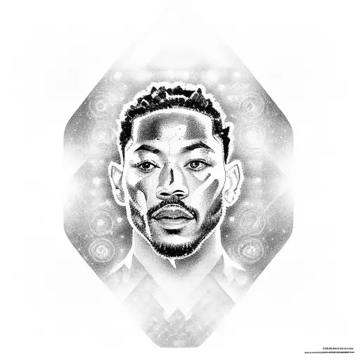Portrait of Derrick Rose made up of microscopic cells tattoo design idea