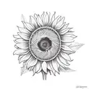 sunflower with robin tattoo design idea