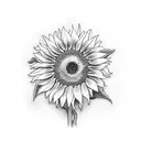 sunflower with robin tattoo design idea
