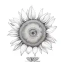 sunflower with robin tattoo design idea