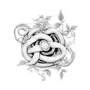 A movie reel intertwined with vines and flowers, symbolizing a love for cinema and gardening tattoo design idea