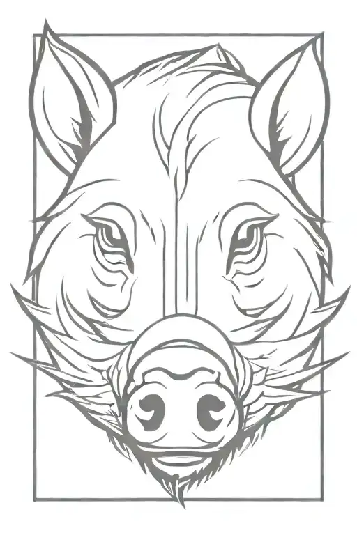 Boar head oneline minimal simple small male symbol tattoo design idea