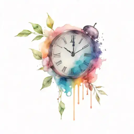 dates broken clock tattoo design idea