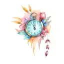 dates broken clock tattoo design idea
