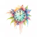 dates broken clock tattoo design idea