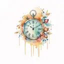 dates broken clock tattoo design idea
