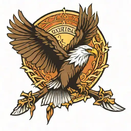 christian Cross with an eagle perched tattoo design idea