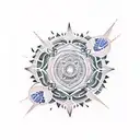 A dotwork tattoo of Illenium's logo surrounded by a mandala tattoo design idea