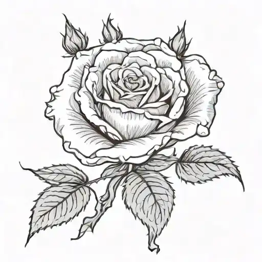 Rose with dying rose buds surrounded tattoo design idea