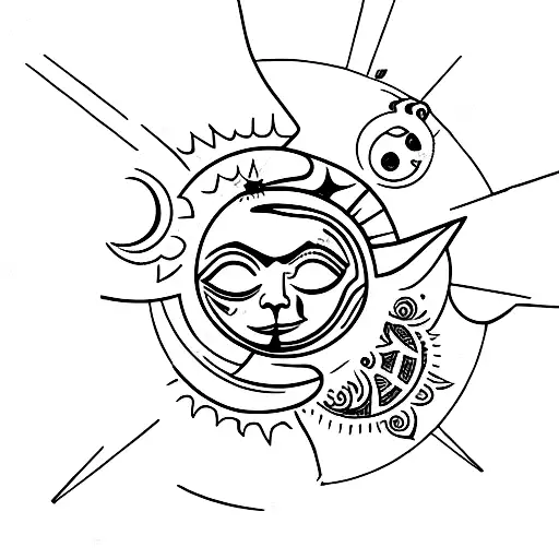 Sun and Moon tattoo design idea