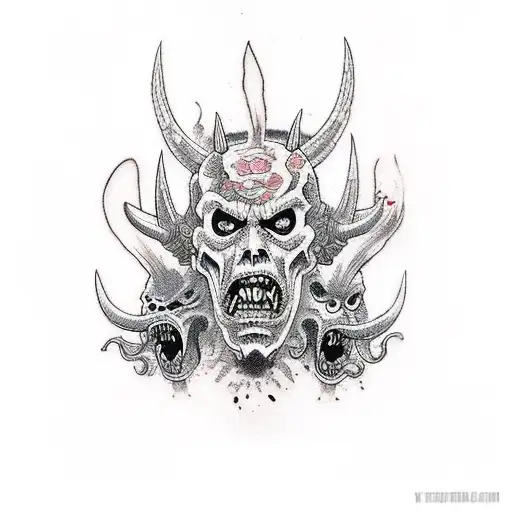 devil  x zombie tattoo design idea