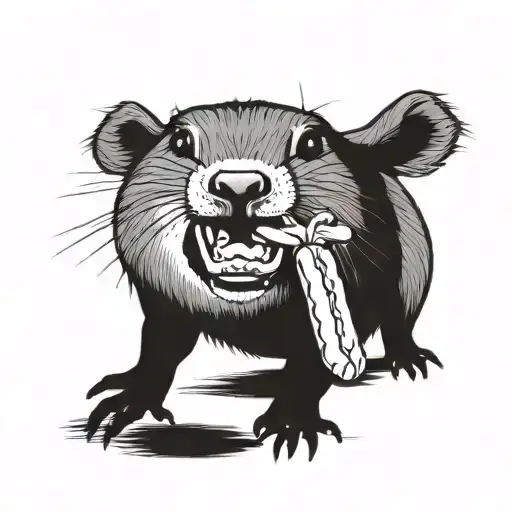 Capybara eating a hot dog tattoo design idea